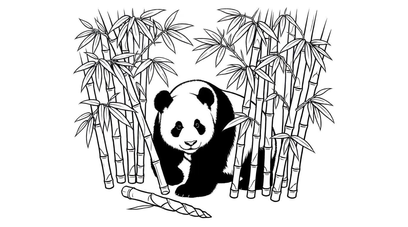 Panda in bamboo forest