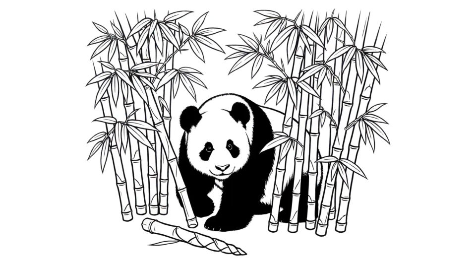 Panda in bamboo forest