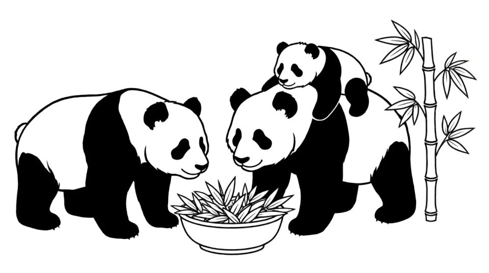 Panda family group