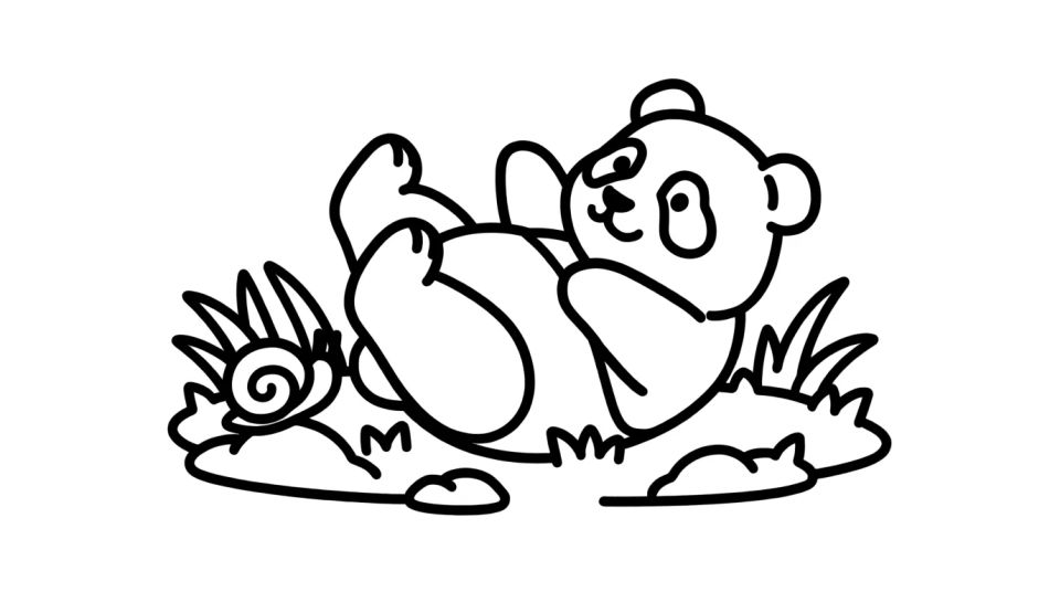 Panda playing scene
