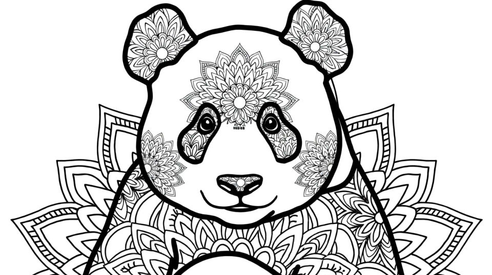 Intricate mandala panda spread