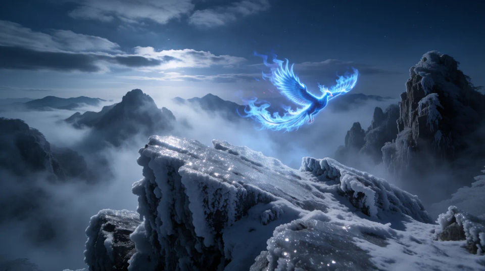 Fénix de hielo sobre picos