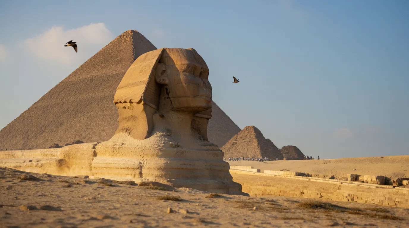 Sphinx and pyramid