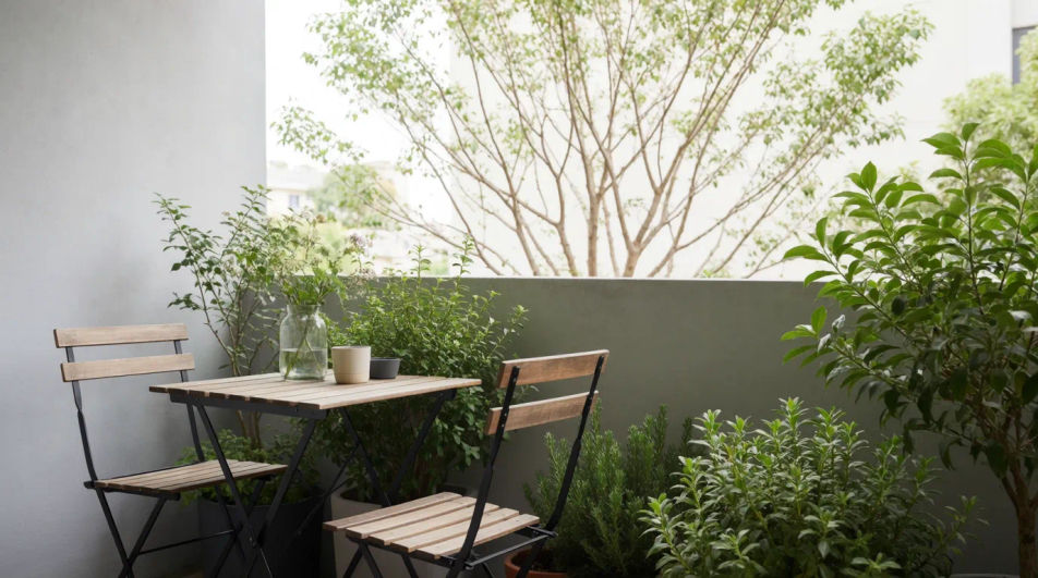 Compact styled balcony