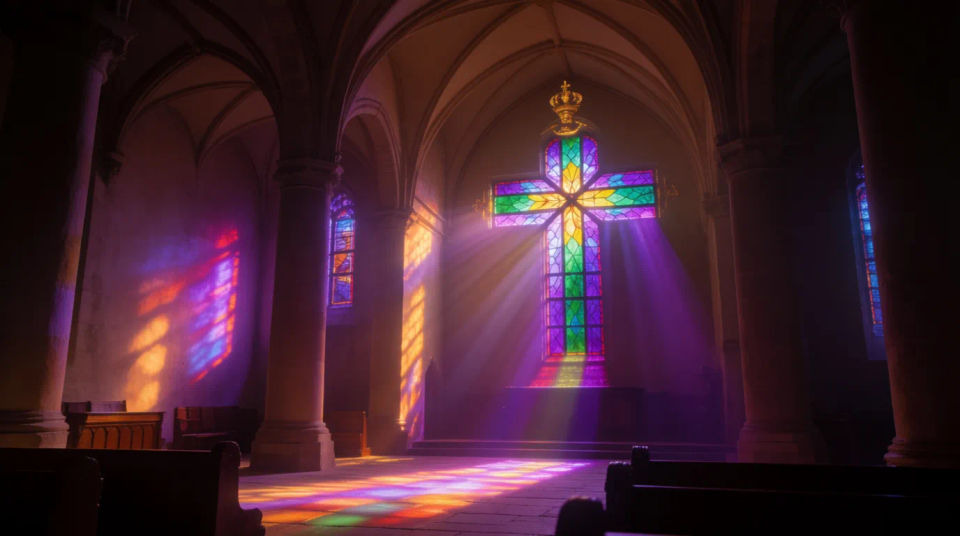 Stained glass window wall