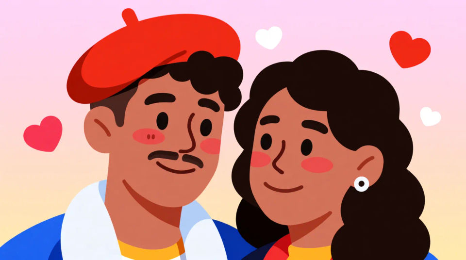 Cartoon couple banner