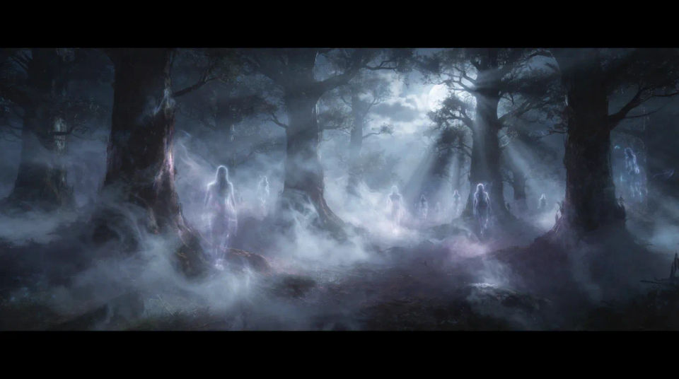 Haunted forest fog