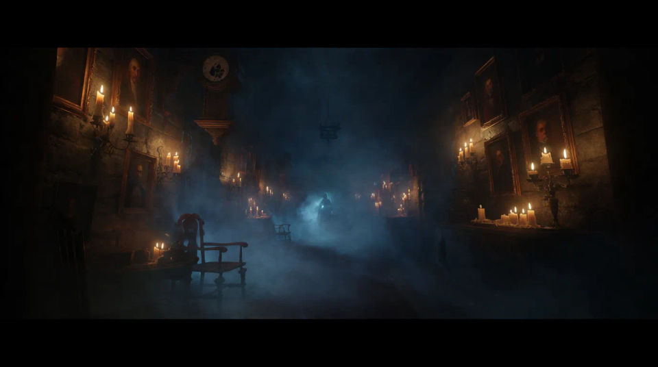 Candlelit haunted hall