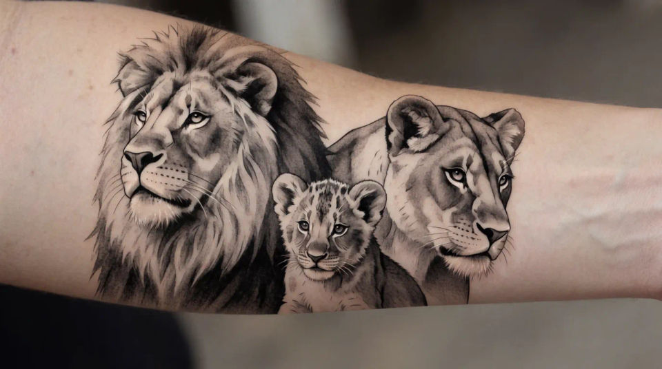 Lion and lioness scene