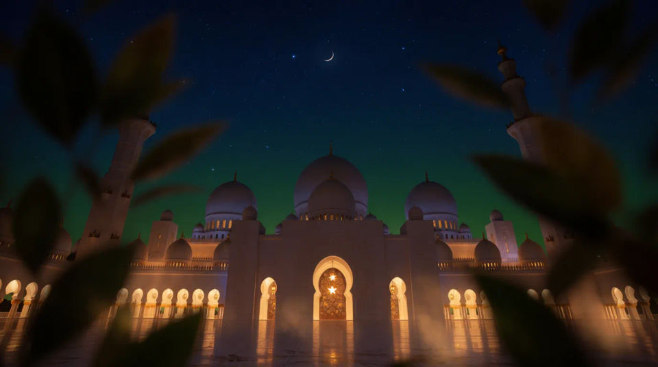 Illuminated mosque night