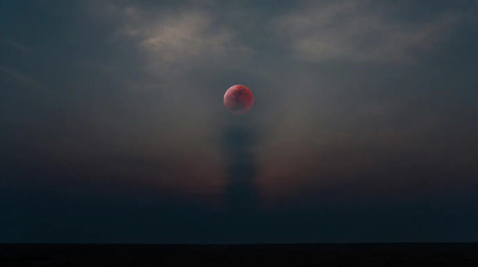 Blood moon eclipse sky