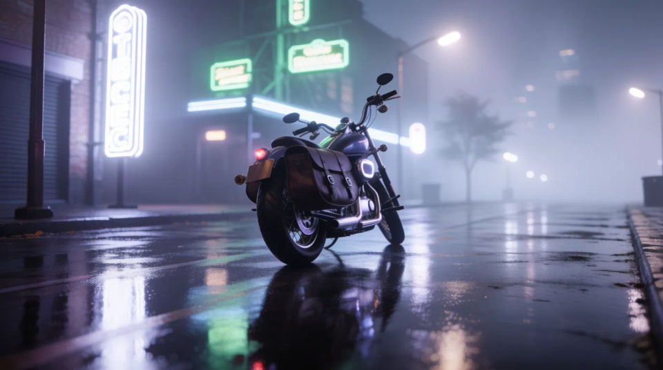 Motociclista bajo la lluvia