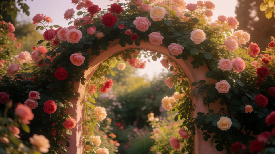 Entrada de arco de rosas