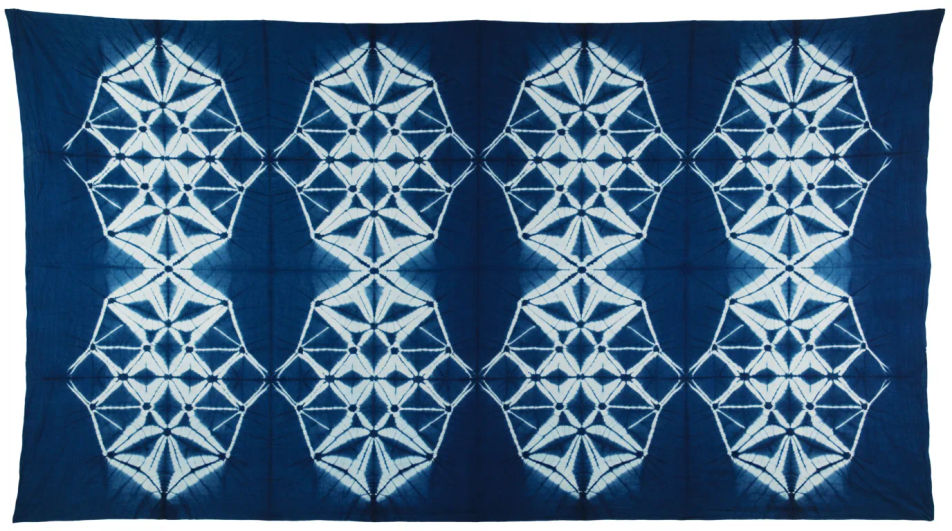 Indigo shibori panel