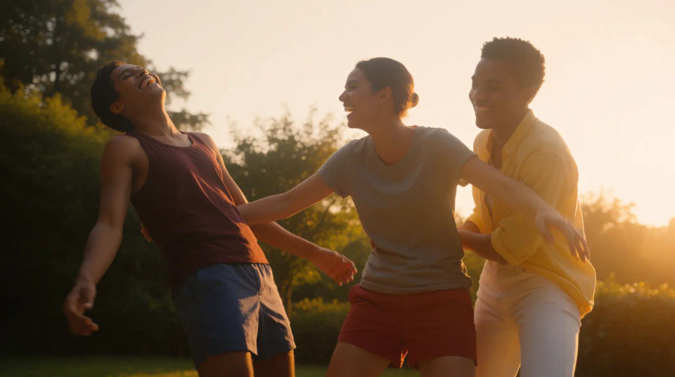 Three friends golden hour