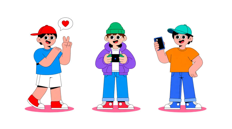 Cartoon trio banner