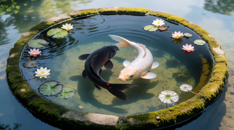 Koi-Teich von oben