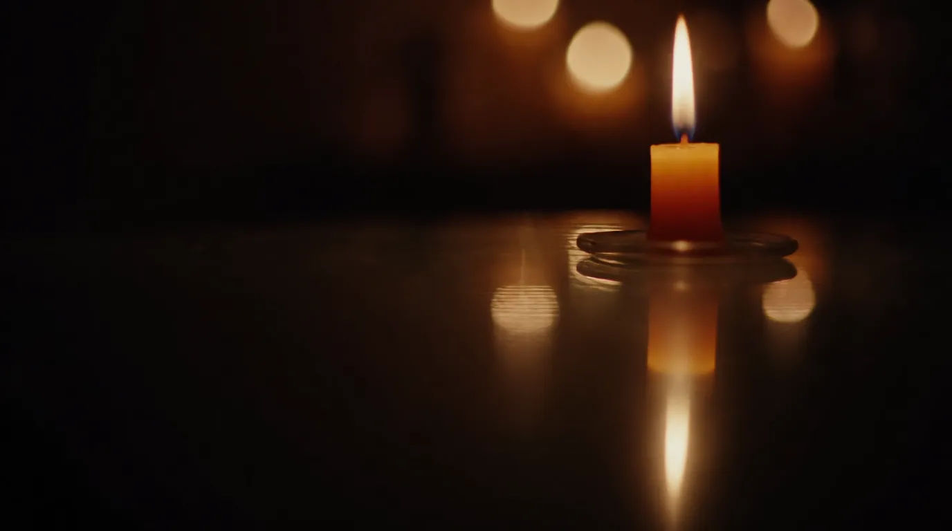 Candle glow wide shot