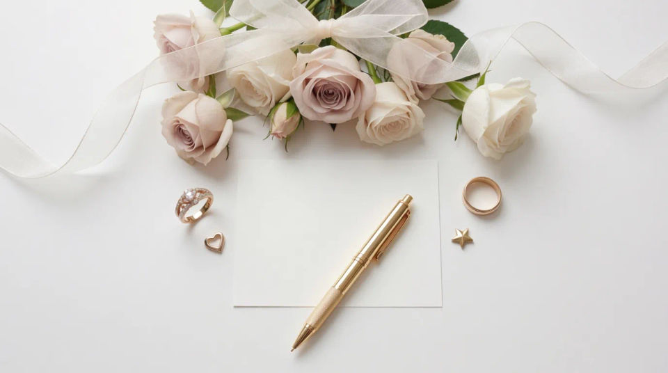 Floral flat-lay banner