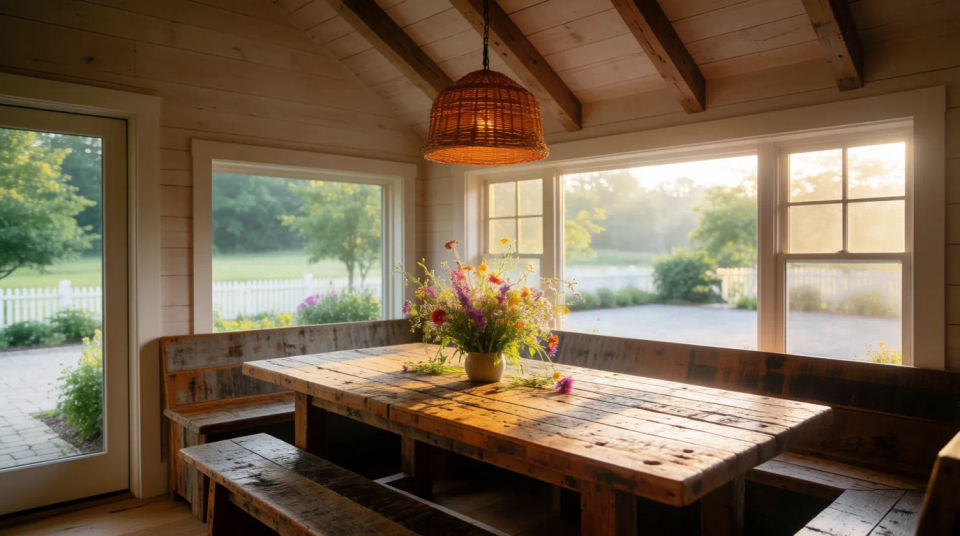 Rincón de comedor junto a la ventana