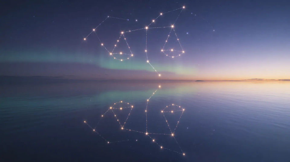 Das Sternbild über einem stillen Meer