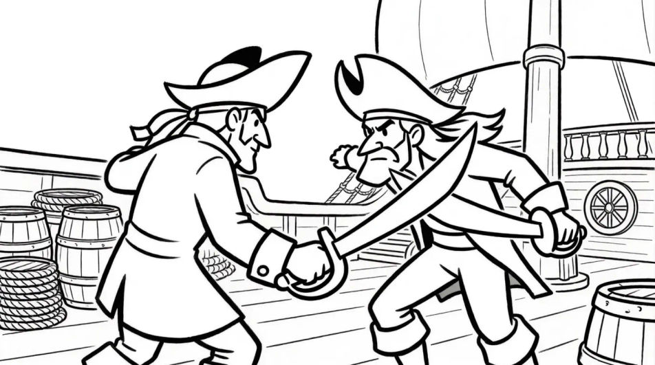 Deck battle scene