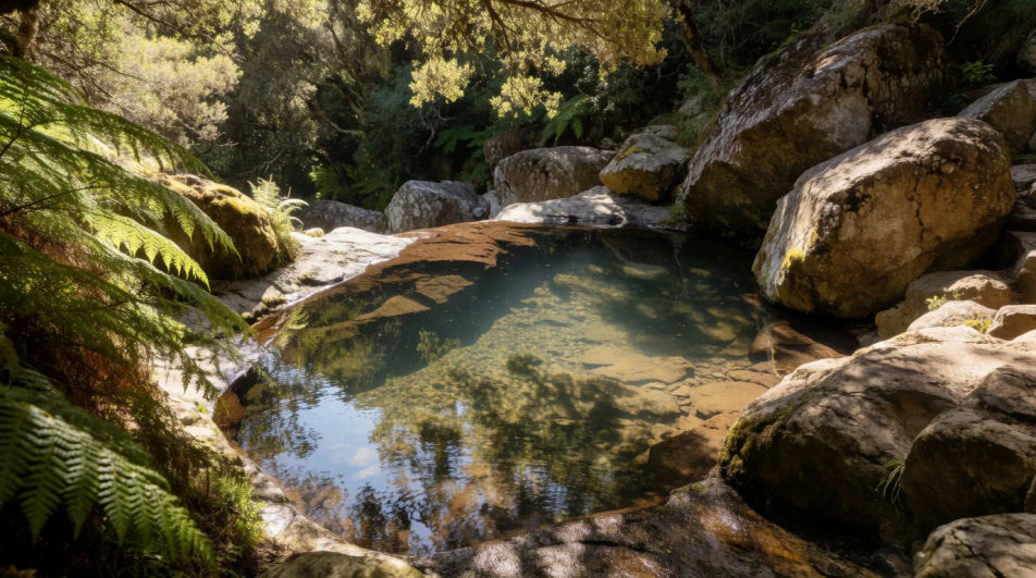 Natural plunge in greenery