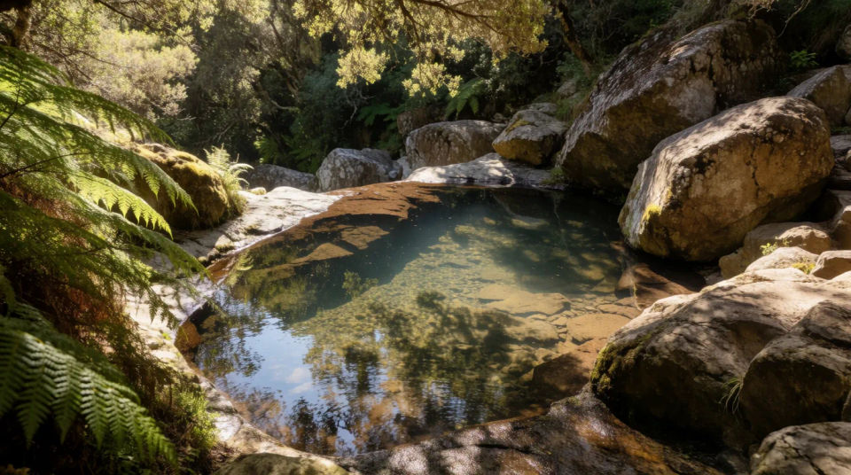 Piscina natural entre vegetación