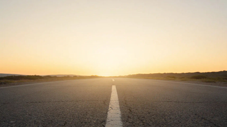 Open road wide shot