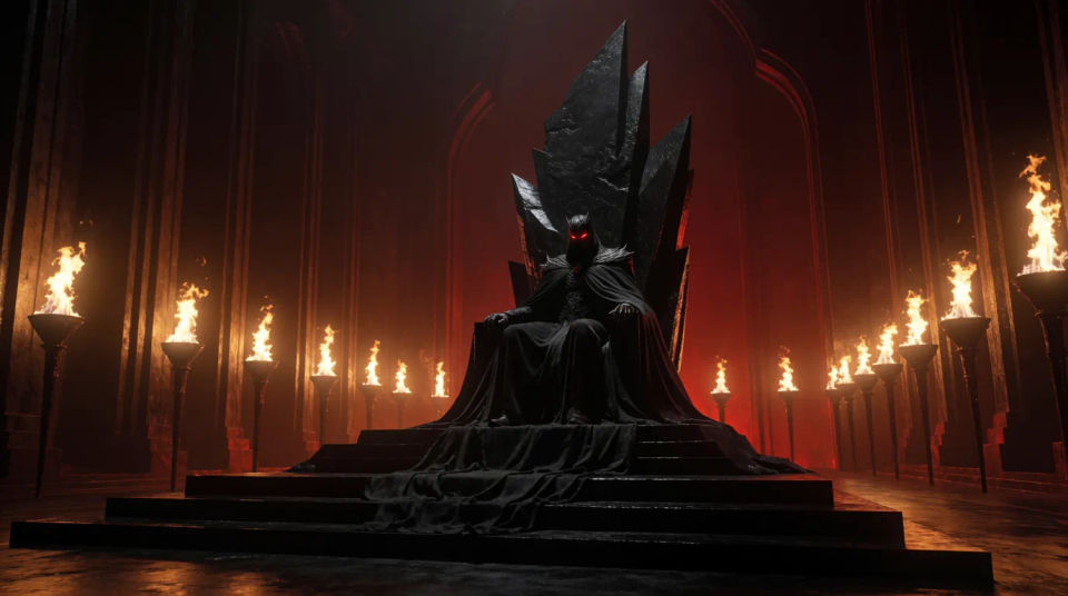El señor oscuro en un trono negro