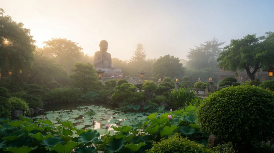 Temple garden dawn