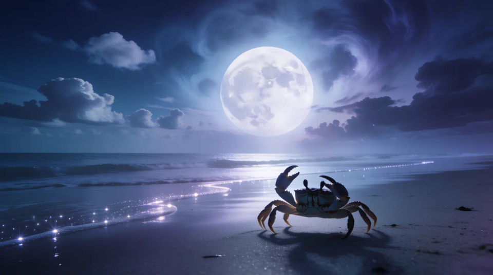 El cangrejo bajo la luna llena