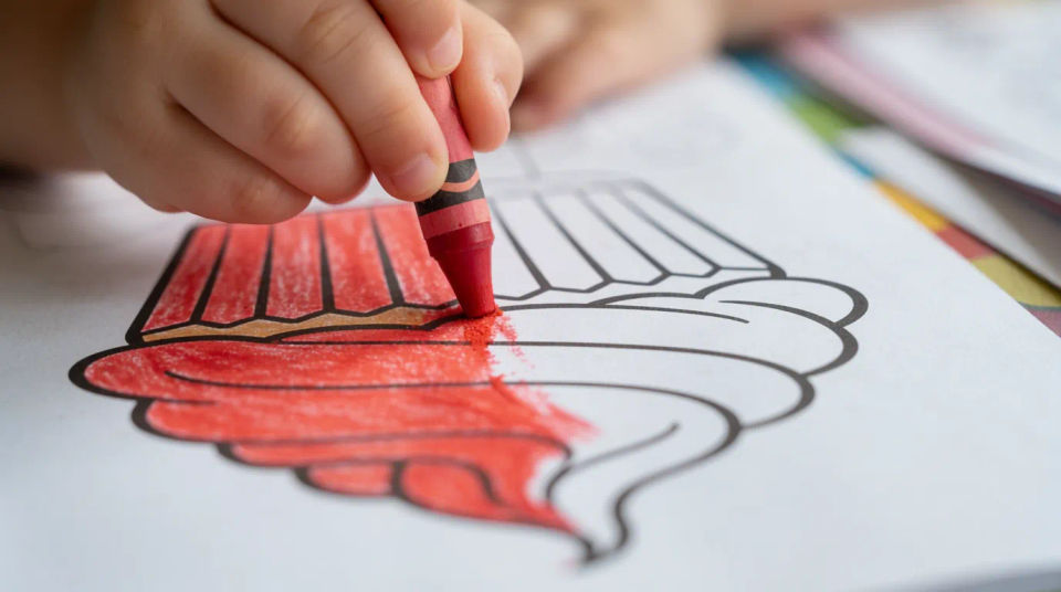 Child coloring it in