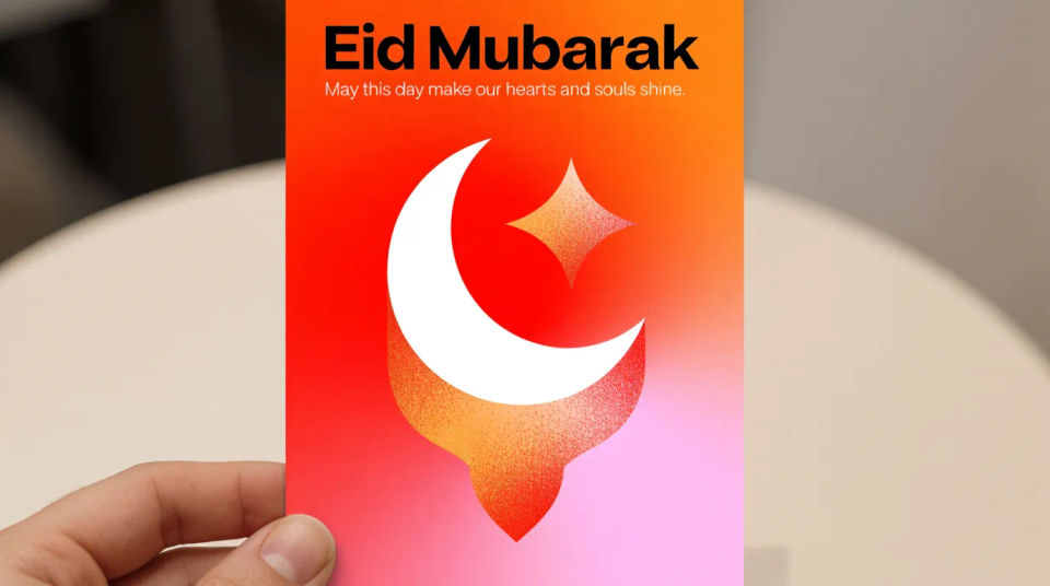 Printed card in hand