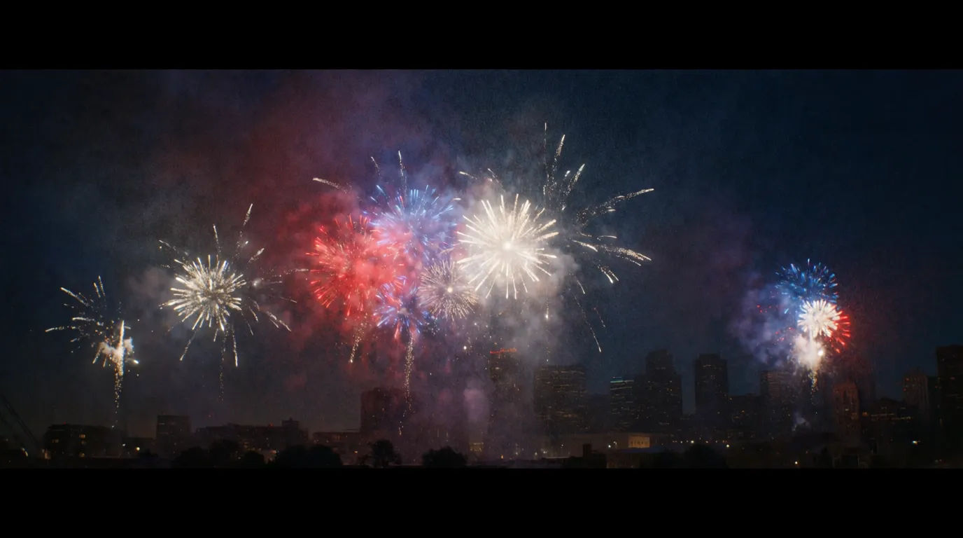 Fireworks over skyline