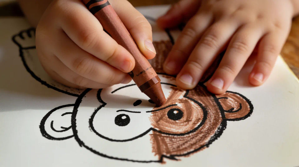 Child coloring it in