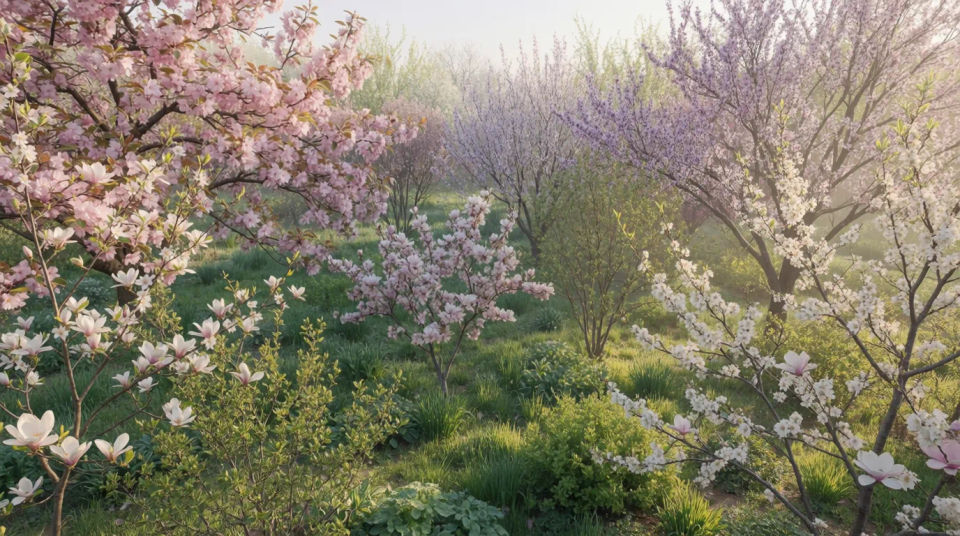 Spring blossom garden