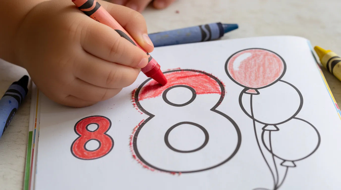 Being colored with crayons