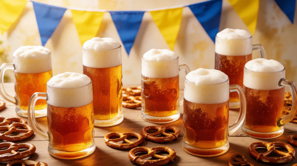 Steins on a table