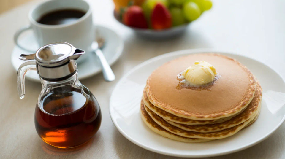 Servidos en la mesa del desayuno