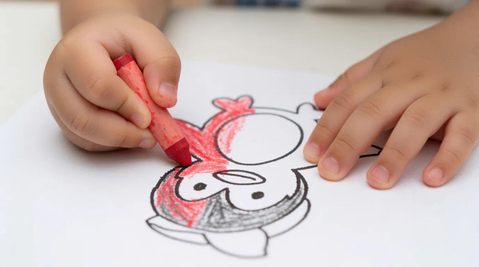 Child coloring it in