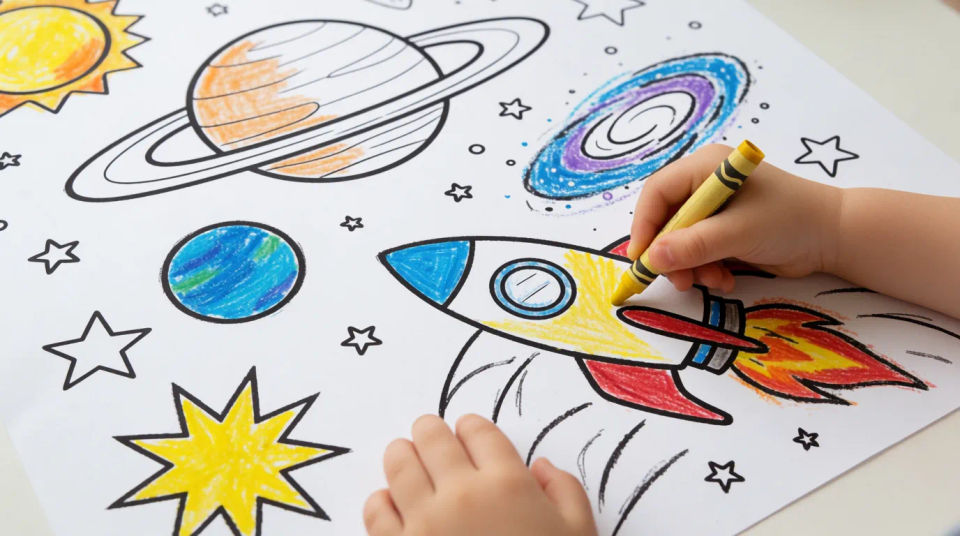 Child coloring it in