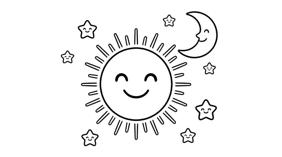 Sun, moon, and stars