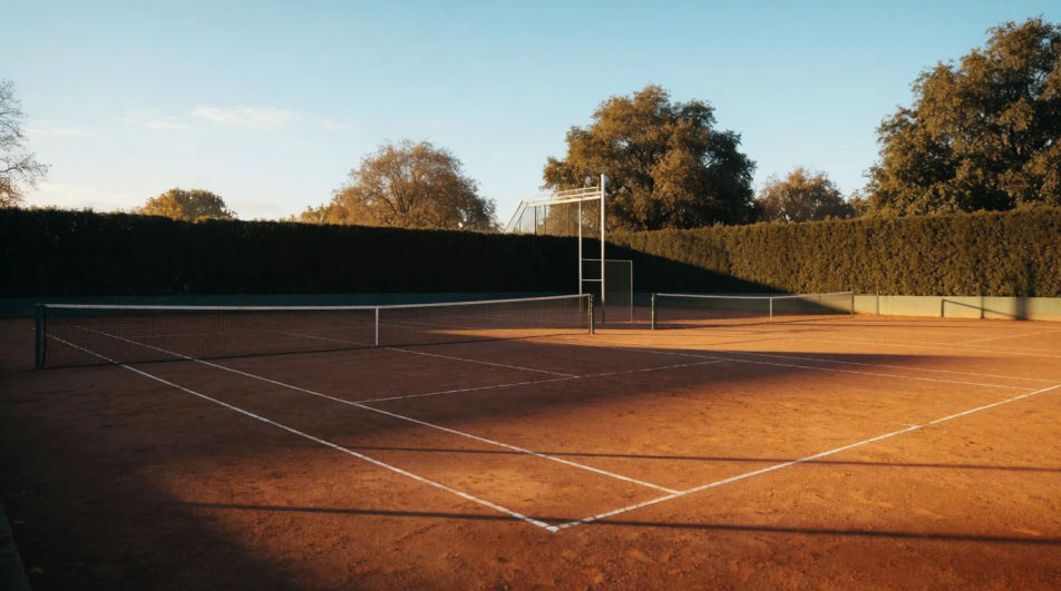 Empty court at sunrise