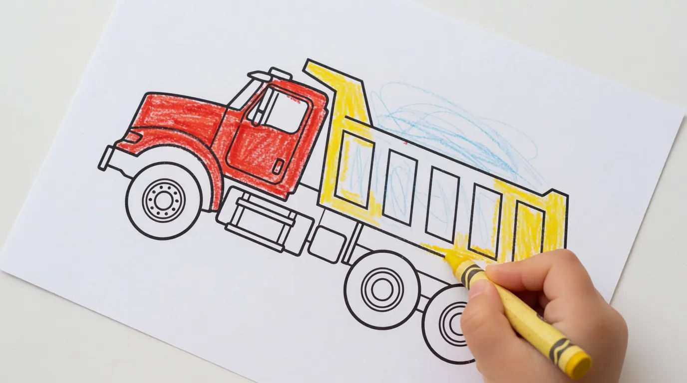Being colored with crayons