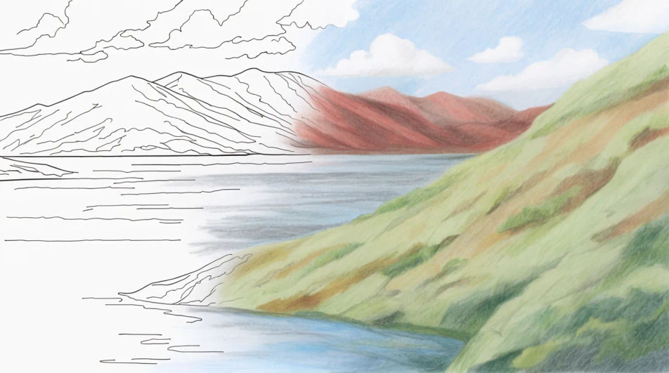Partly coloured page