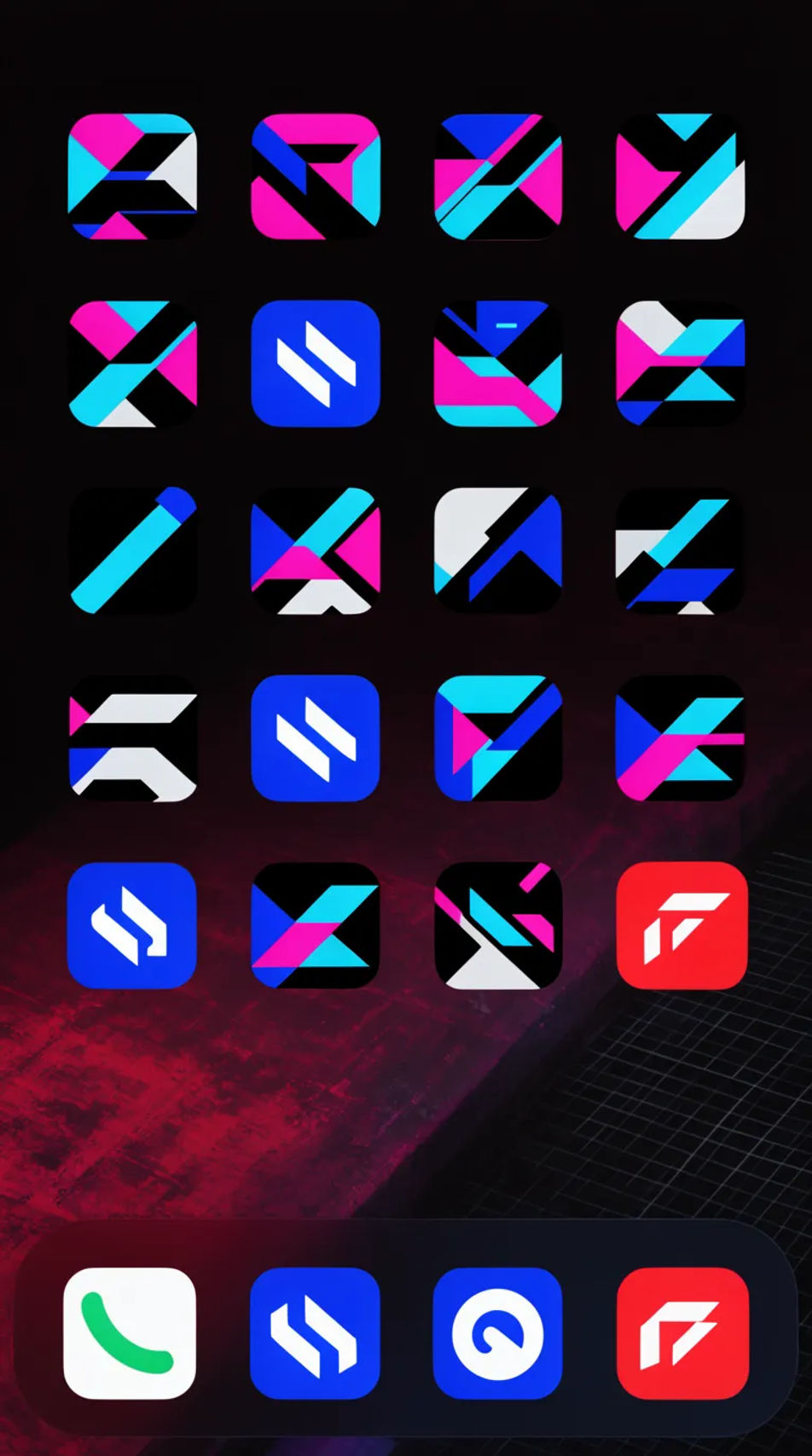 Home screen with icons