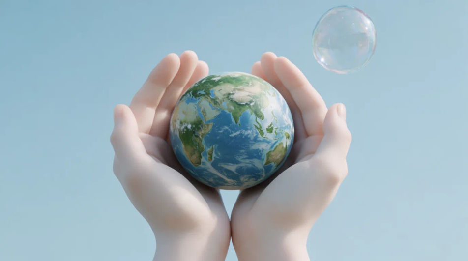 Hands holding earth