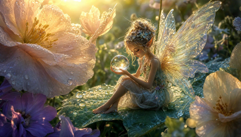 A dewdrop morning garden