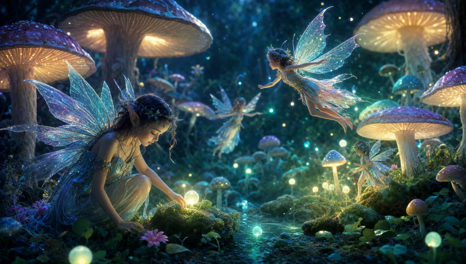 A glowing mushroom glade